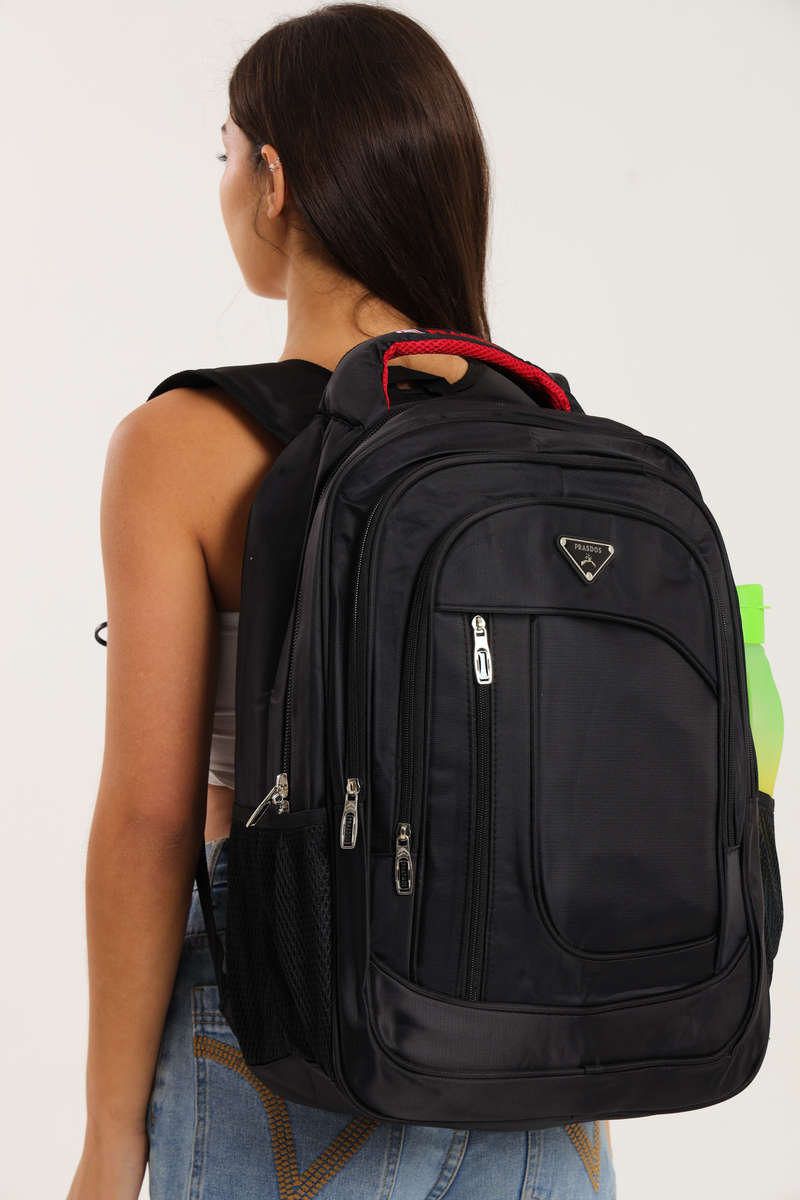 PRASDOS Maxi Backpack Black School Bag - Travel Bag 60cm X 40cm With Multiple Compartments &amp; ...