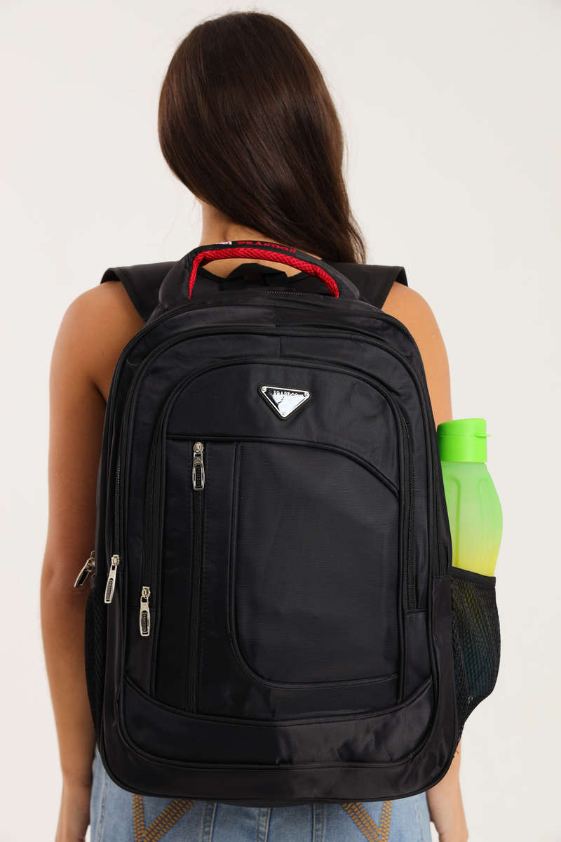 PRASDOS Maxi Backpack Black School Bag - Travel Bag 60cm X 40cm With Multiple Compartments &amp; ...