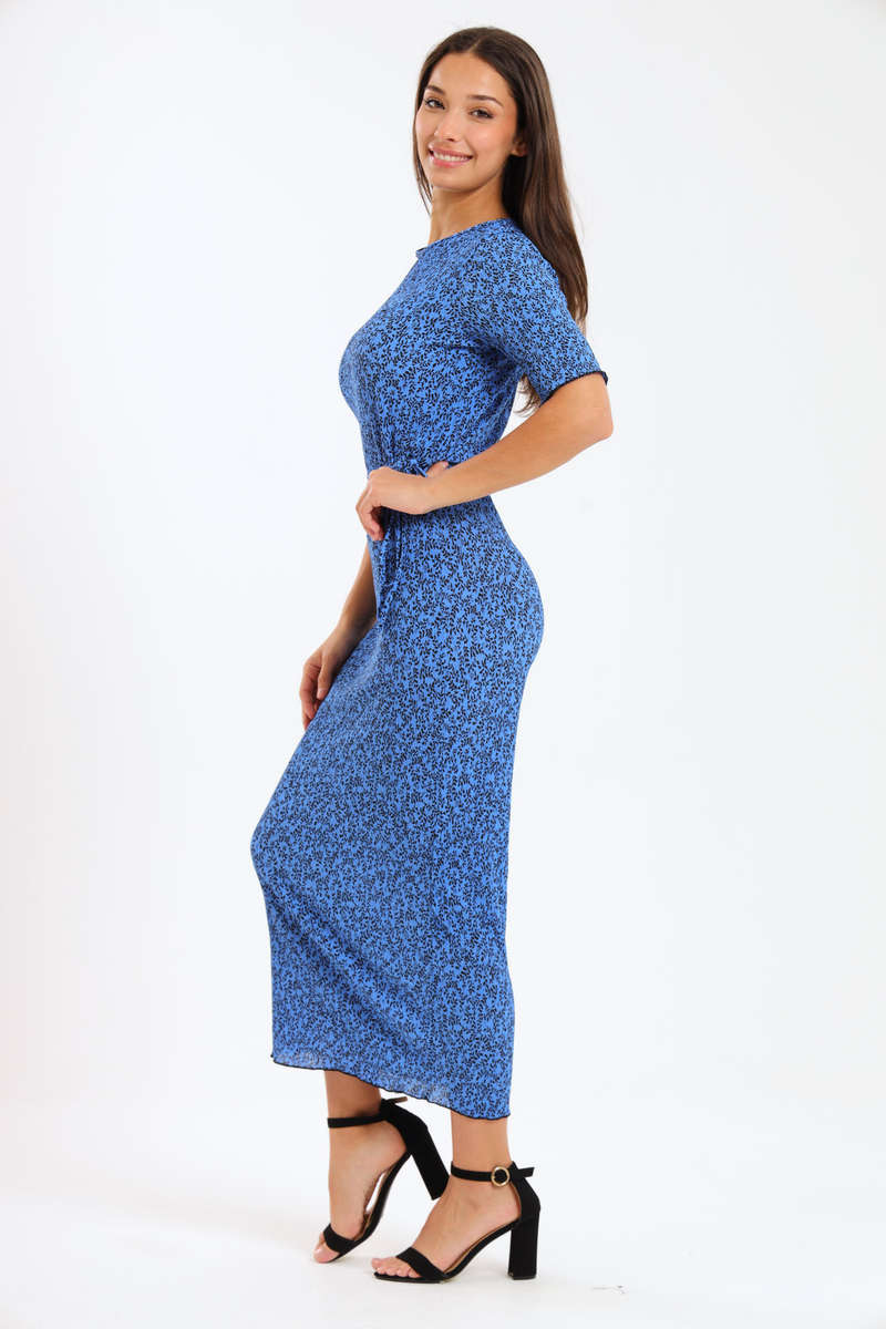 Ladies Blue Bloom Bodycon Dress