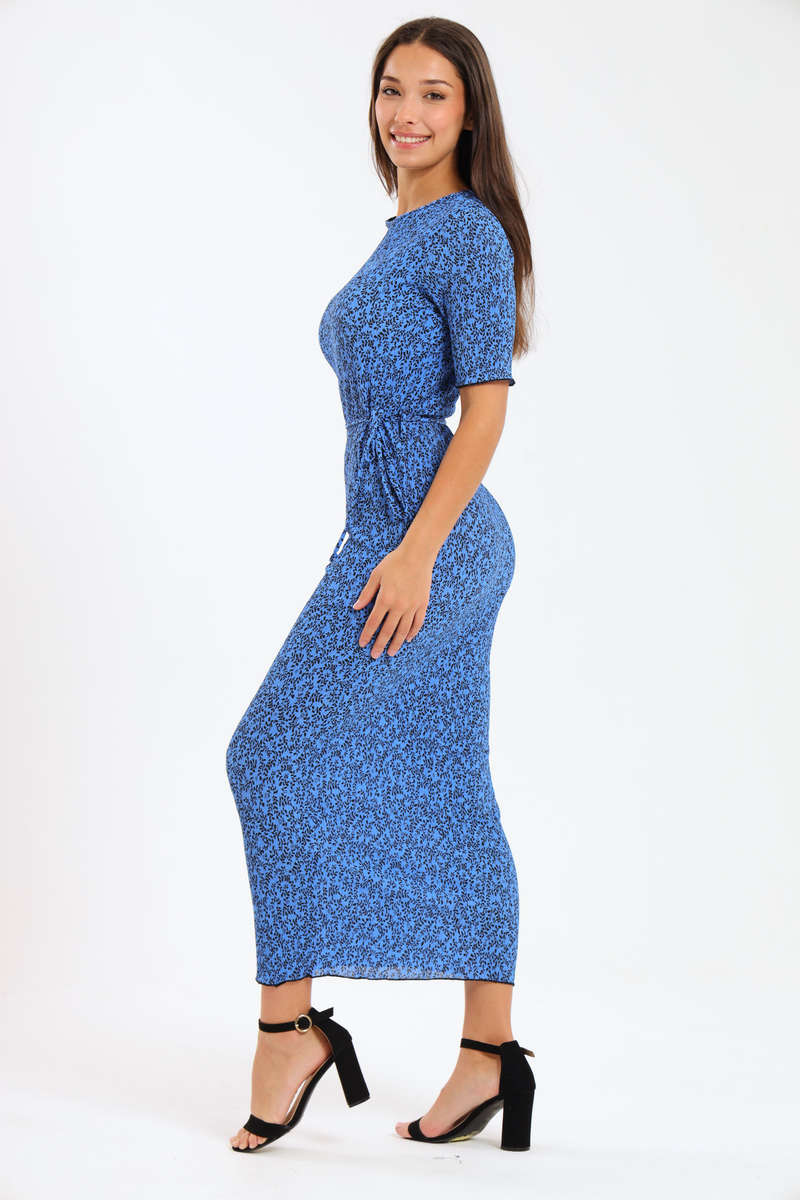 Ladies Blue Bloom Bodycon Dress