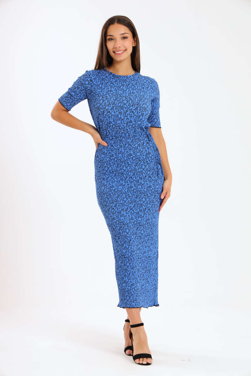Ladies Blue Bloom Bodycon Dress