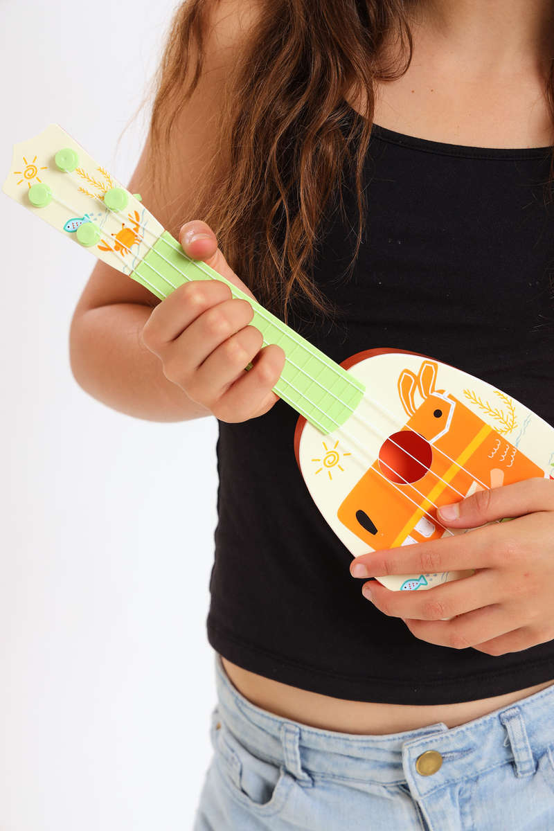 Mini Ukulele Guitar Toy with 4 Adjustable Strings 37 cm