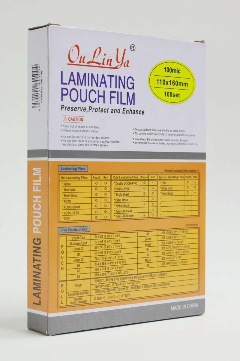 Laminating Pouches 100 Micron - 100 Pouches 110mm X 160mm