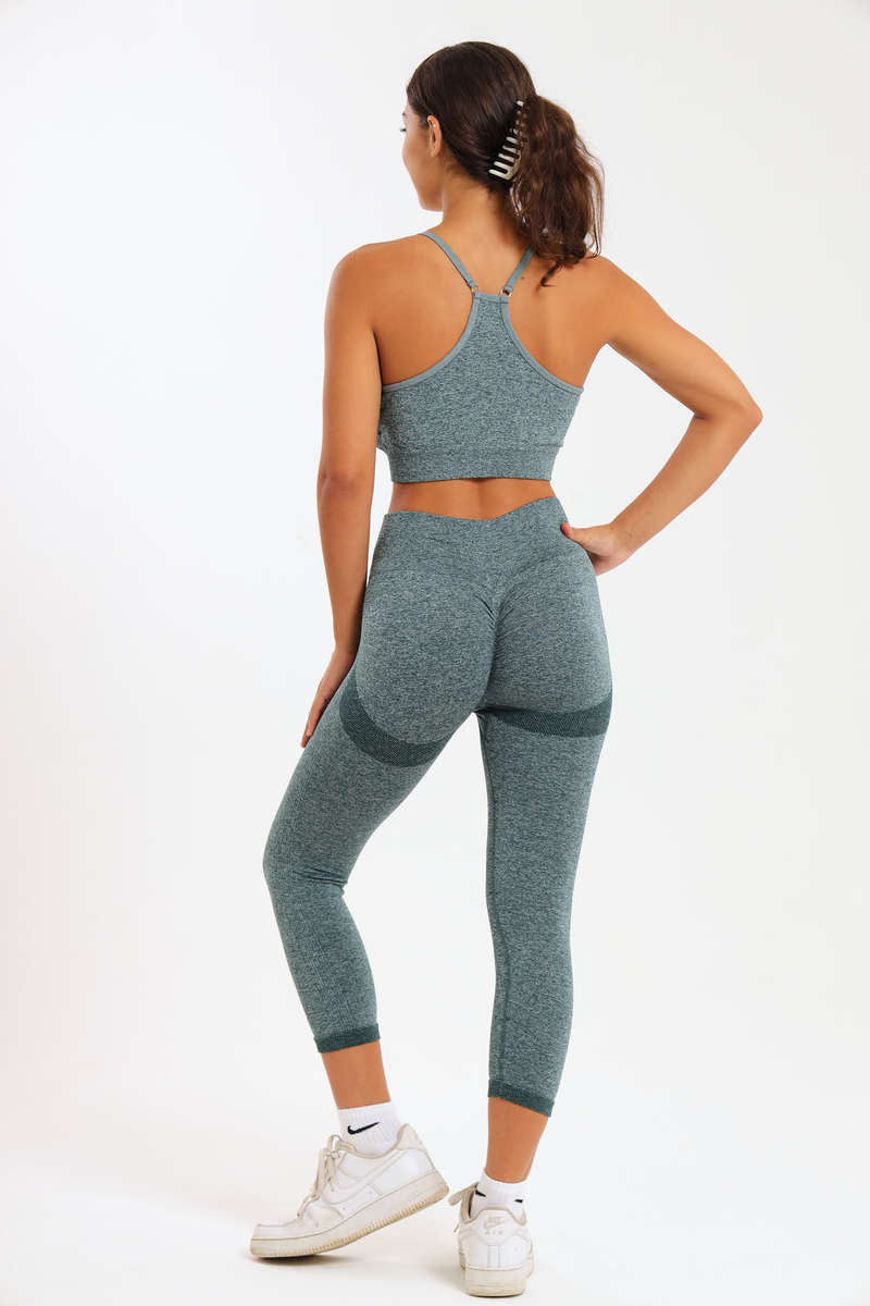 Senza® Matching 2 Piece Running High Impact Gym Set With Matching Leggings &amp; Yoga Crop Top Bra