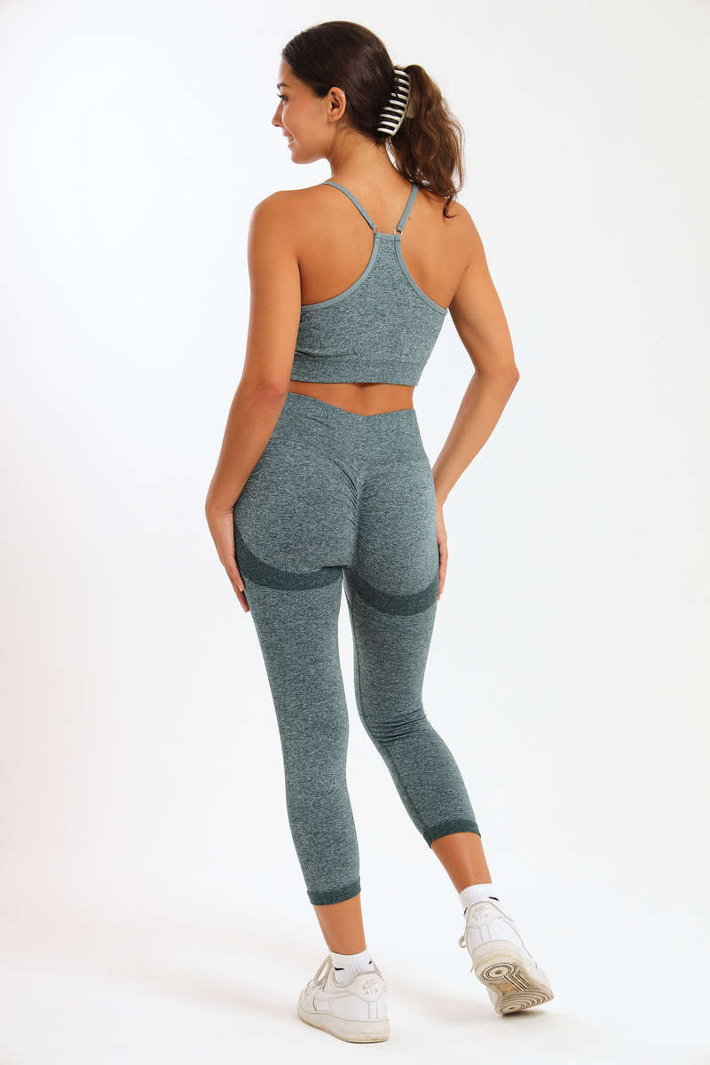 Senza® Matching 2 Piece Running High Impact Gym Set With Matching Leggings &amp; Yoga Crop Top Bra