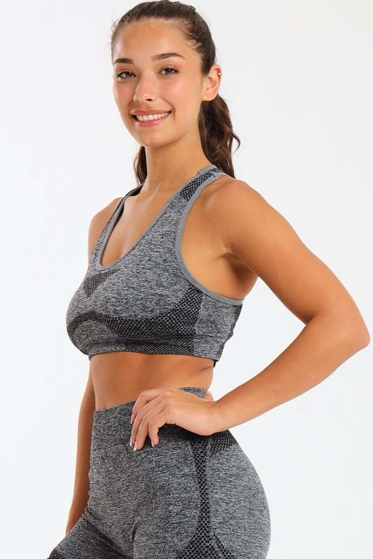 Senza® Matching 2 Piece Running High Impact Gym Set With Matching Leggings &amp; Yoga Crop Top Bra