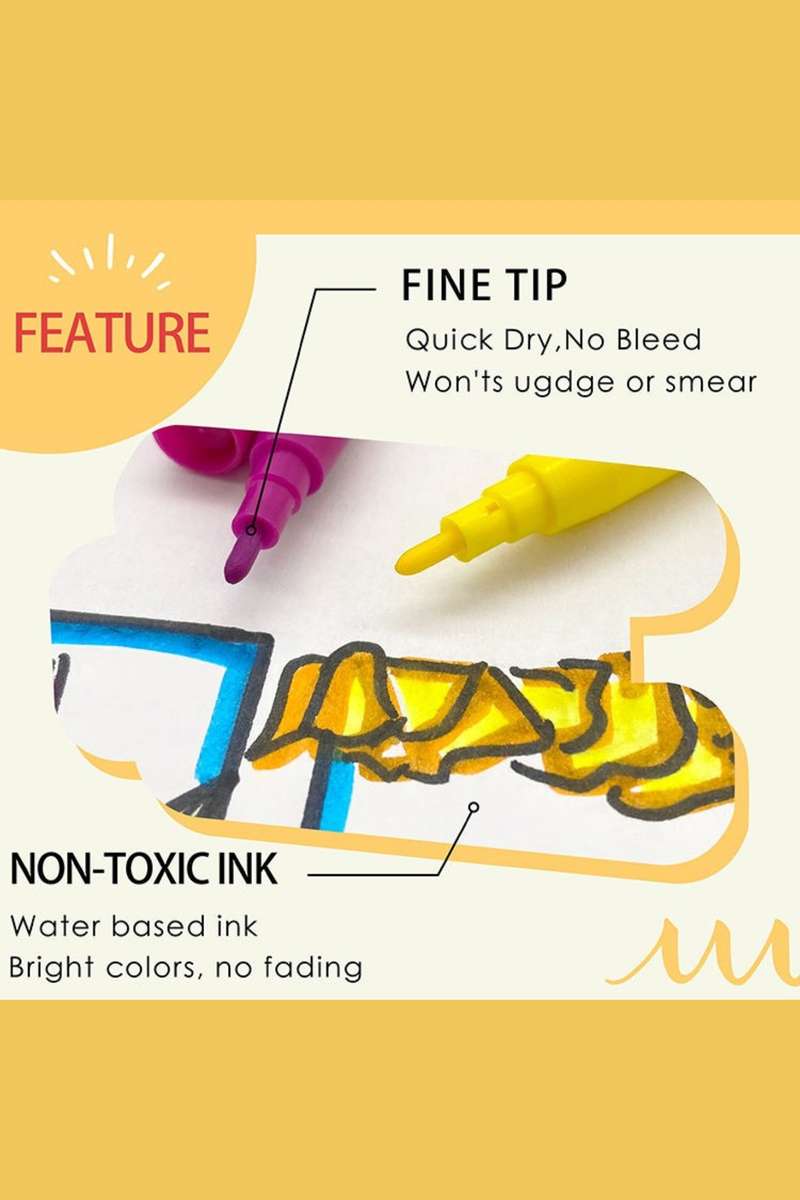 Senza® 12 Felt Tip Pens Fine Fibre Tipped Drawing Markers Colouring Pens