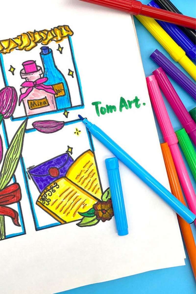 Senza® 12 Felt Tip Pens Fine Fibre Tipped Drawing Markers Colouring Pens