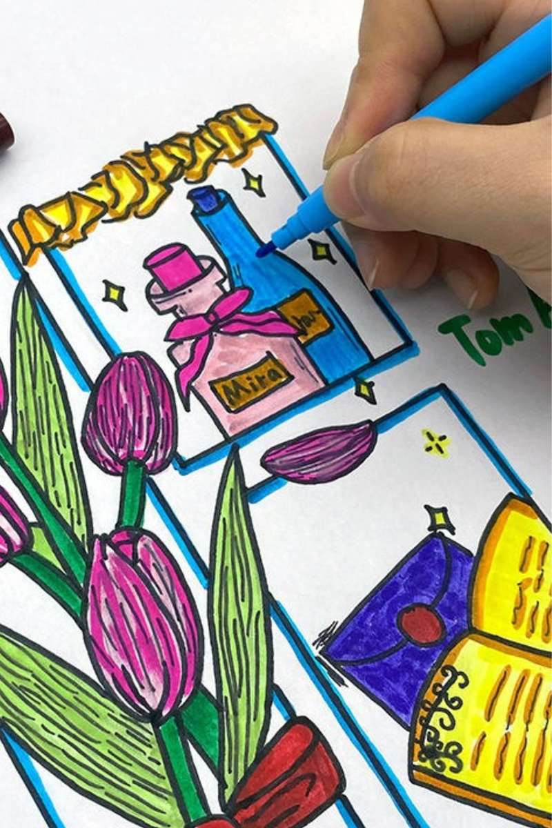 Senza® 12 Felt Tip Pens Fine Fibre Tipped Drawing Markers Colouring Pens