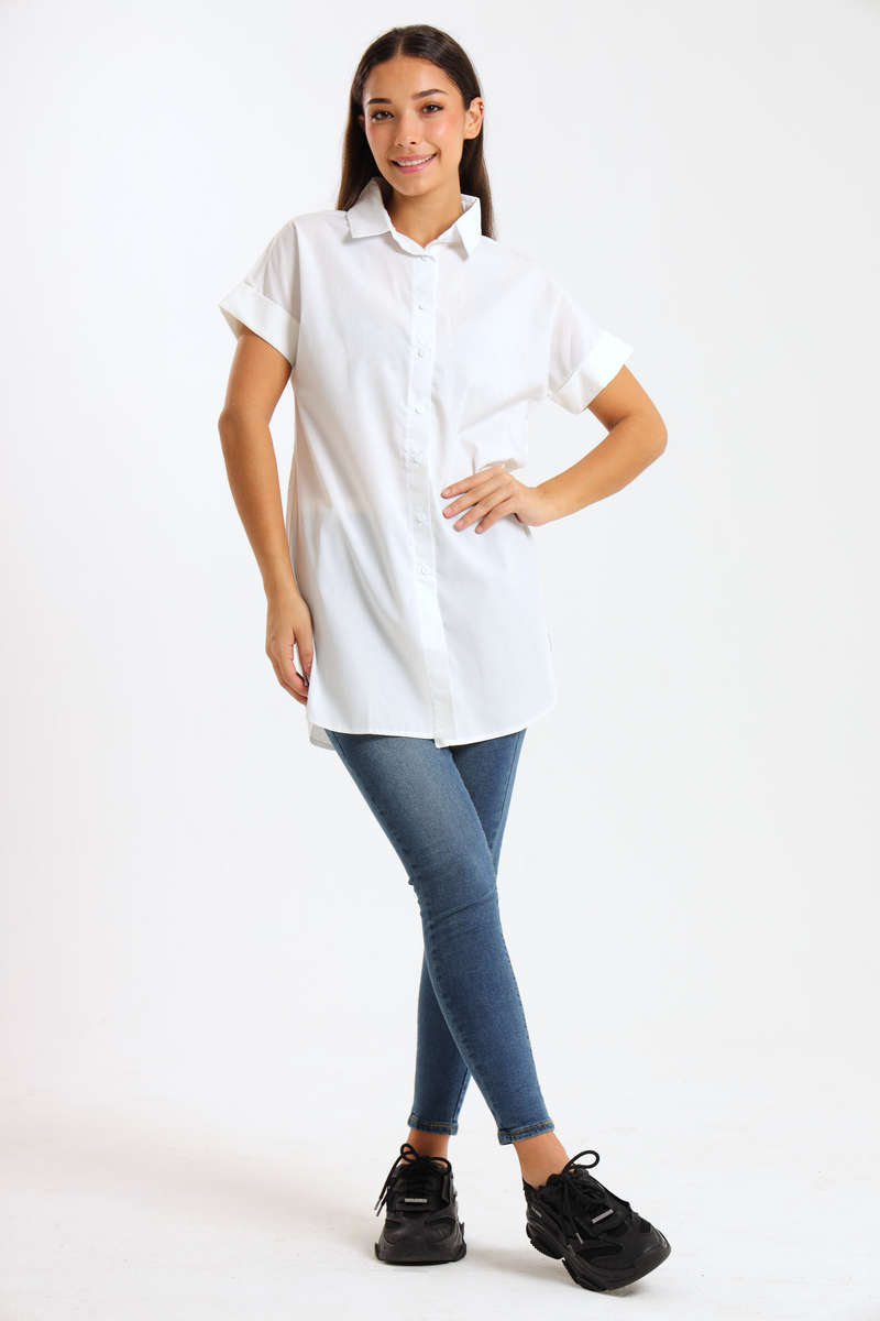 Bonito Ladies Oversized Poplin Short Sleeve Shirt