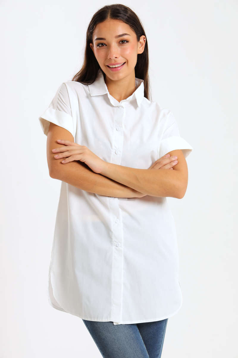 Bonito Ladies Oversized Poplin Short Sleeve Shirt