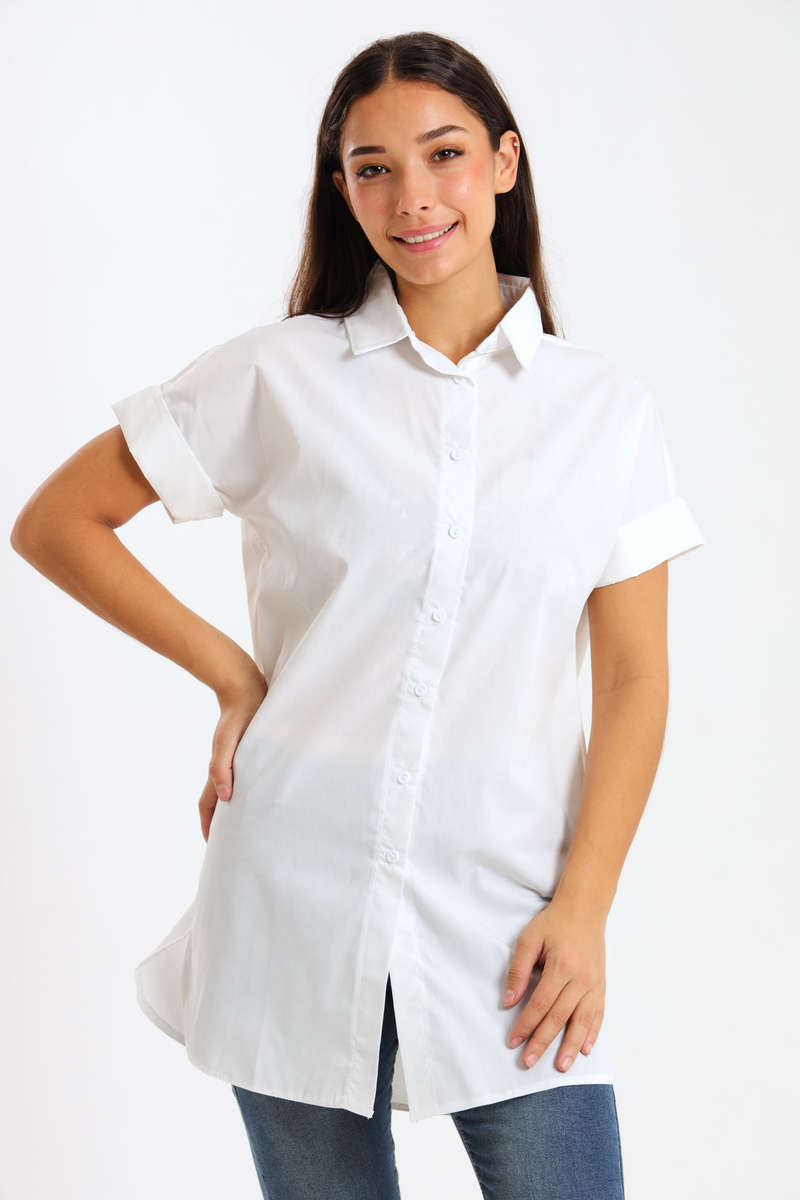 Bonito Ladies Oversized Poplin Short Sleeve Shirt