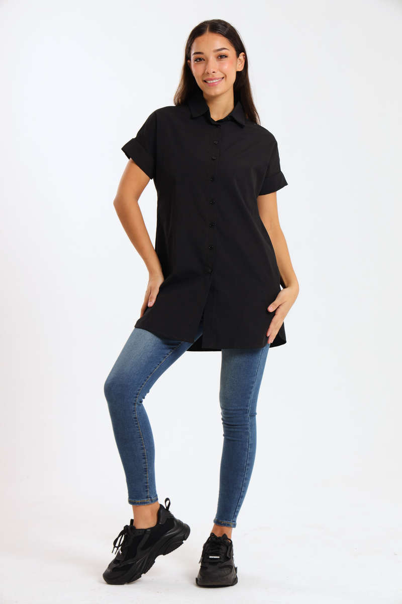 Bonito Ladies Oversized Poplin Short Sleeve Shirt