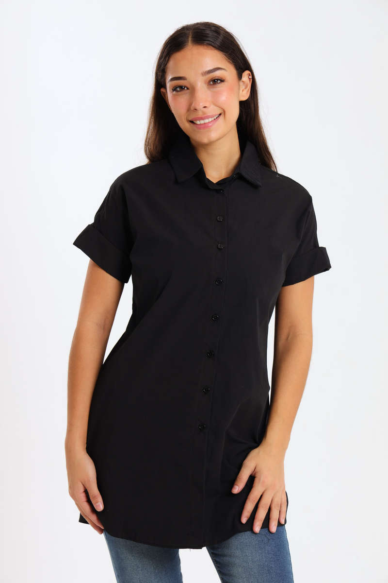 Bonito Ladies Oversized Poplin Short Sleeve Shirt