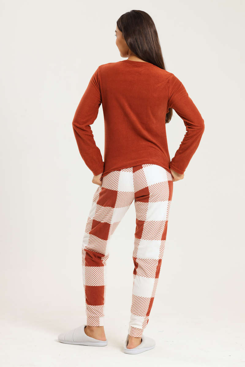 Ladies Microfleece Winter Long Sleeve Pyjama Set