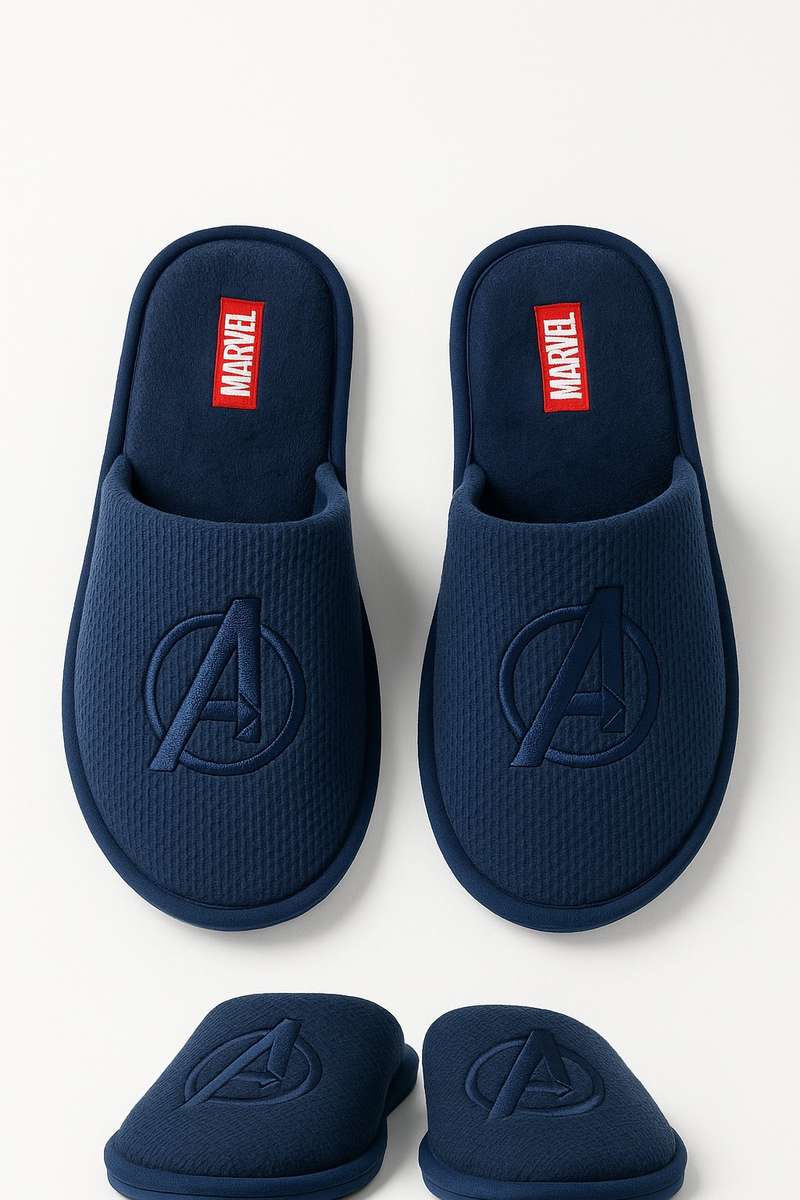 Mens Ribbed Branded Winter Bebroom Slippers