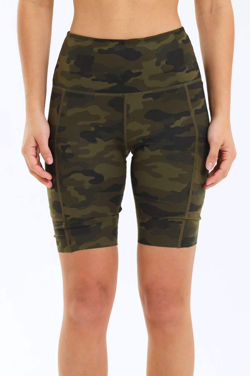 Senza® Ladies High Impact Camo Padel Shorts With Pockets Seamless Cut
