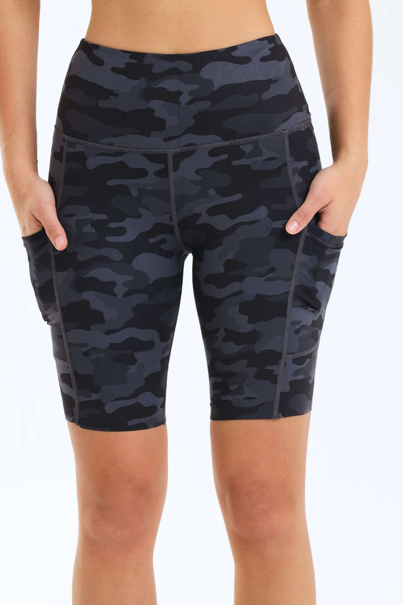 Senza® Ladies High Impact Camo Padel Shorts With Pockets Seamless Cut