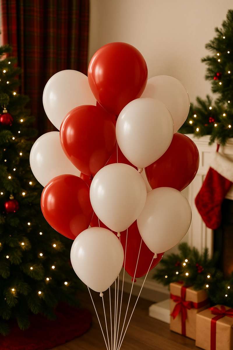 Senza® 12 Pack Helium Red & White Helium Christmas Balloons 30cm