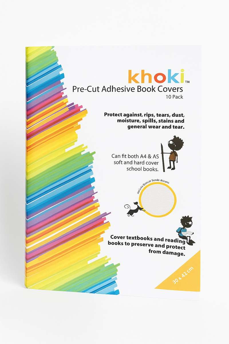 Khoki Pre-Cut Adhesive Book Covers (10 Pack) Fit Both A4 and A5 Books