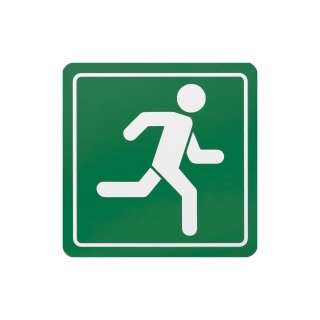 Green Man Running Symbolic Sign - Printed on White ACP (150 x 150mm)