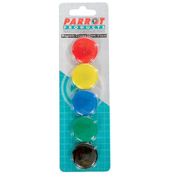 Circular Magnets (5 Per Card - Assorted - Size: 30mm)