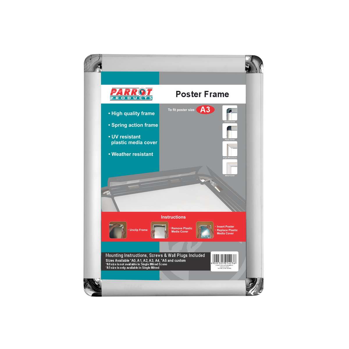 Poster Frame (A3 - 480*360mm - Chrome Corner)