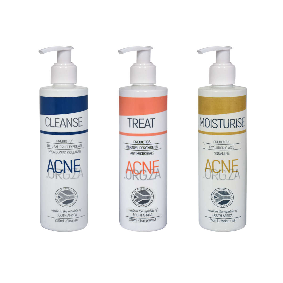 Acne.org.za Protocol - 3 step Kit - Cleanse, Treat and Moisturise