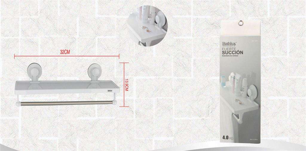 Bathlux Shelf With Handtowel Rack With Suction Cup