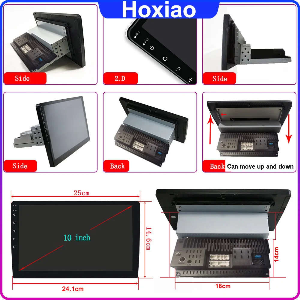 Car Radio 1 Din Android 10 Universal Stereo AM RDS DSP Navigation GPS Up Down Adjustable Screen