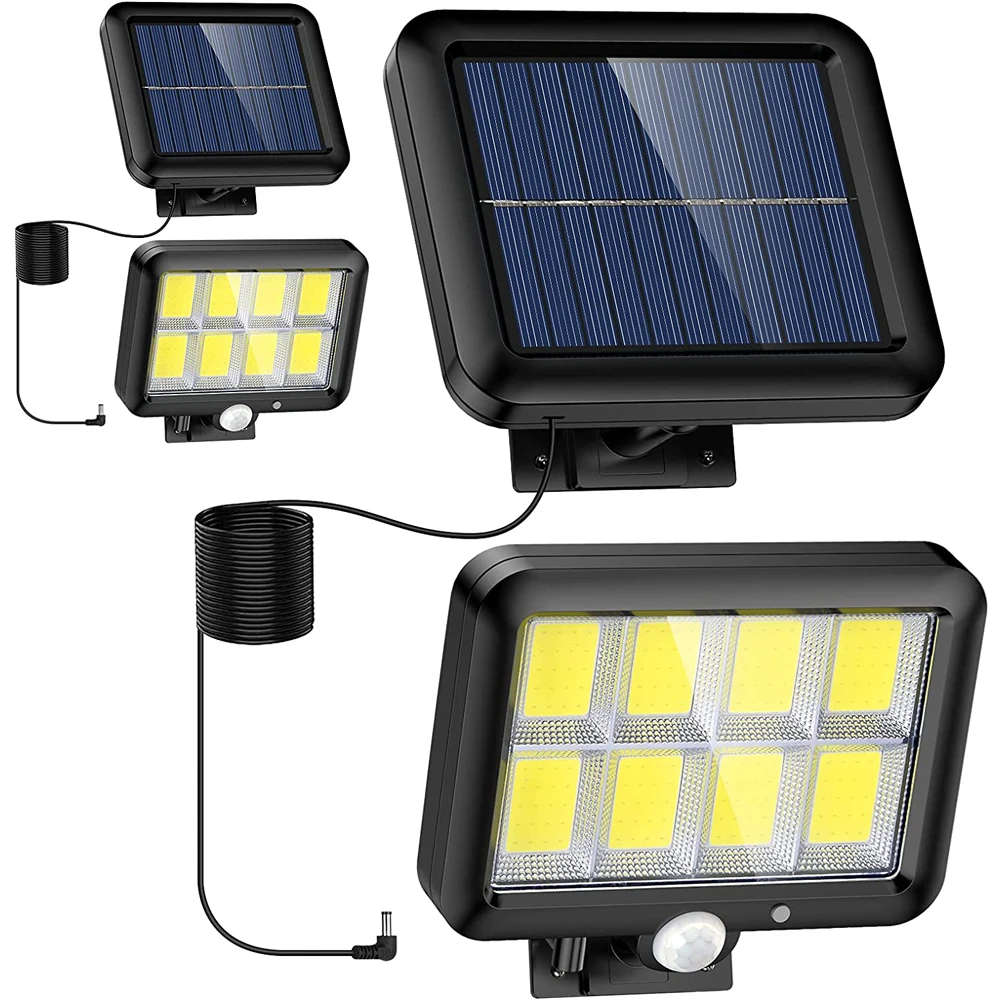 160 LED Bright COB White Solar LED Light With Split Solar Panel & Motion Sensor with Cable