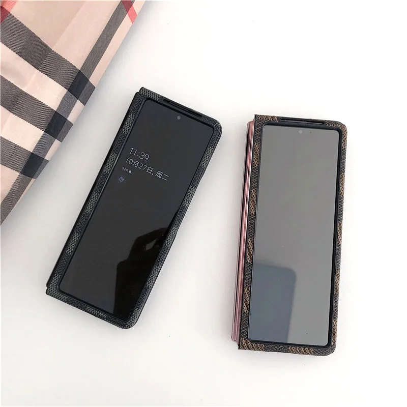 For Galaxy Z Fold 2 Case for Galaxy Z Fold2 5G front and back covered with Luxury leather