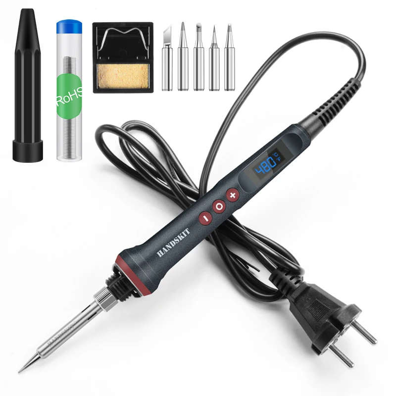 110V/220V 90W LED Digital Soldering Iron Adjustable Temperature With 5 Soldering Tips Weld