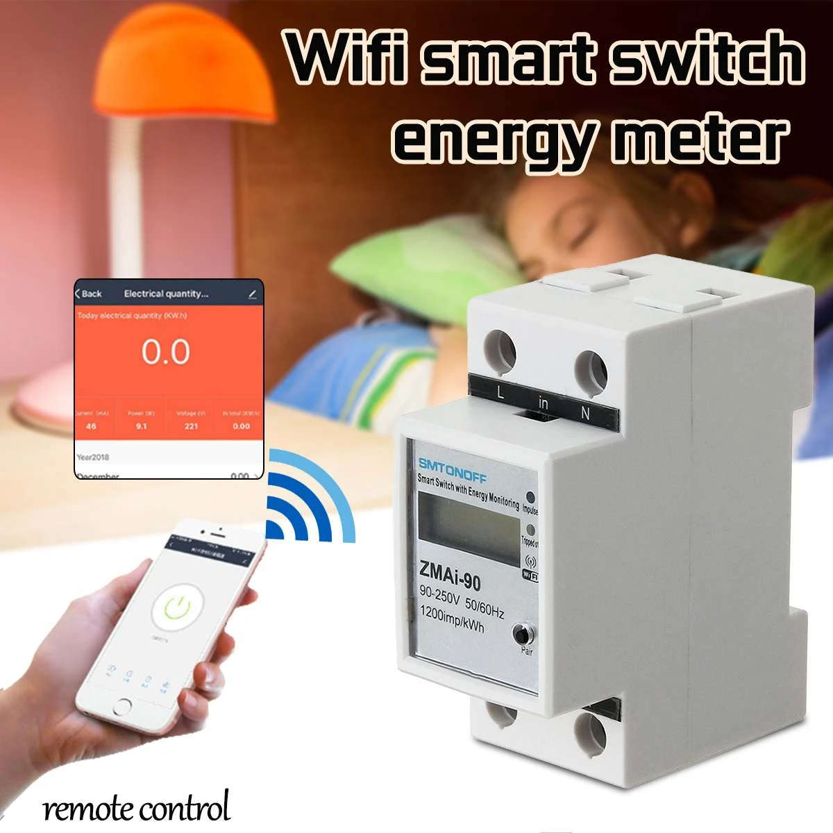 Smart WiFi Smart Geyser timer Energy Meter Works with Alexa Built in Watt meter 230V AC  63A