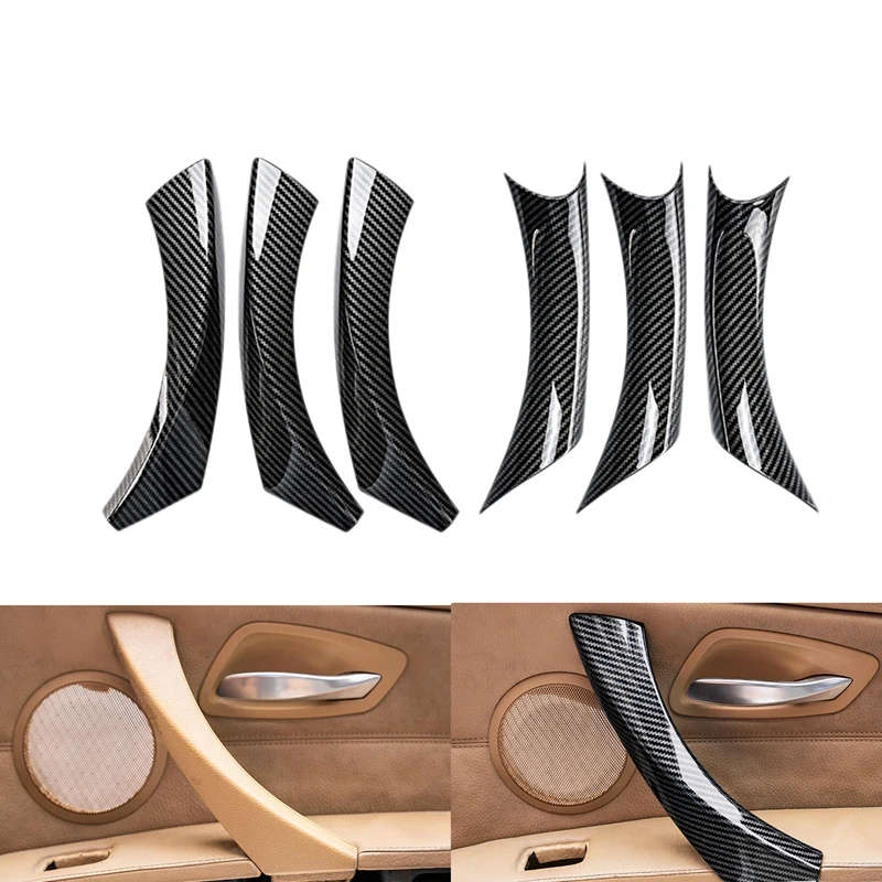 6Pcs Car Inner Door Handle Cover Trim Pull Grab Panel Handle for-BMW 3 Series E90 E91 2005-2012