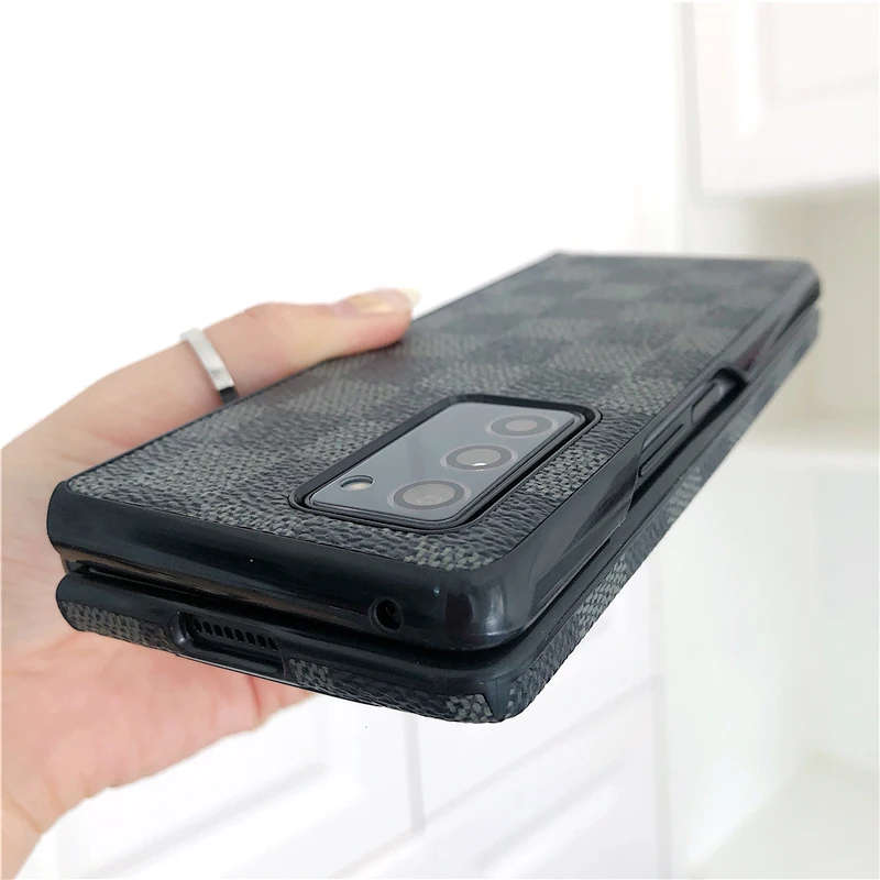 For Galaxy Z Fold 2 Case for Galaxy Z Fold2 5G front and back covered with Luxury leather