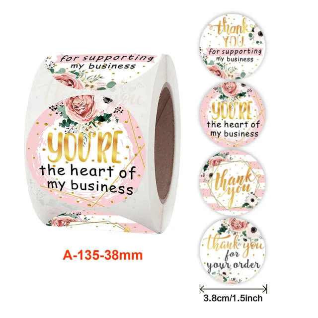 50pcs/roll Thank You Stickers for Seal Labels 3.8cm /1.5 Inch Gift Packaging Stickers