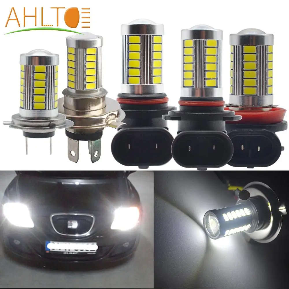 H7 5630 33 SMD White LED Car Lens DRL Fog Headlight Light Bulb