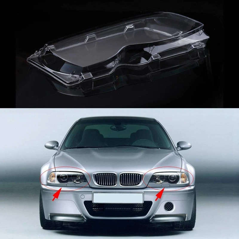 2 Pcs Replacement Left & Right Headlight Protective Shell Cover for E46 4 DR 2002-2005