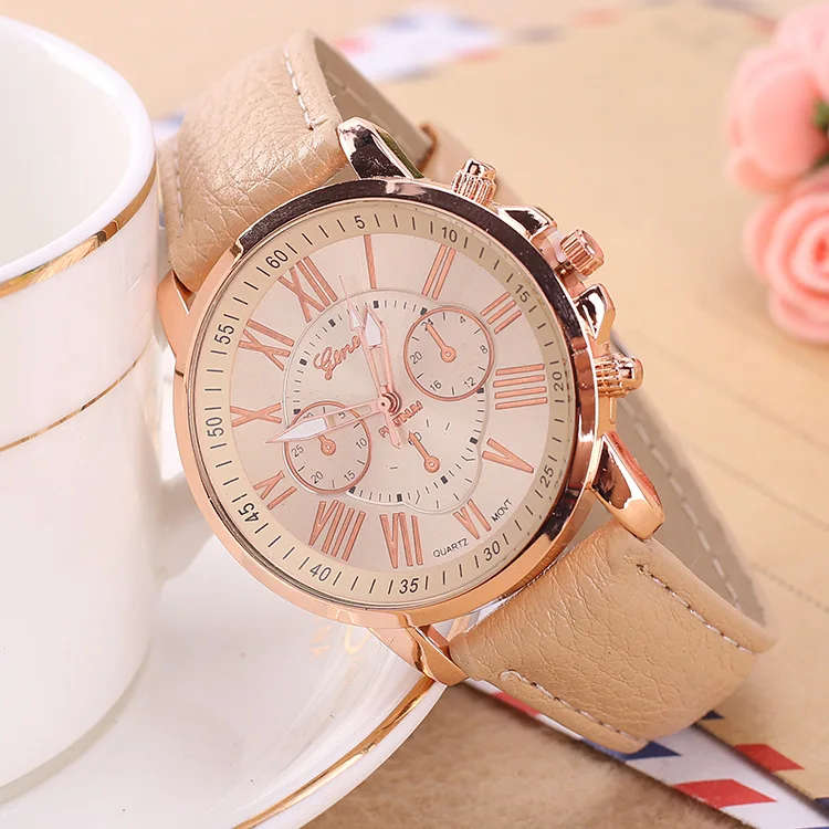 Casual Women`s watch Geneva quartz Watch -  Kaki