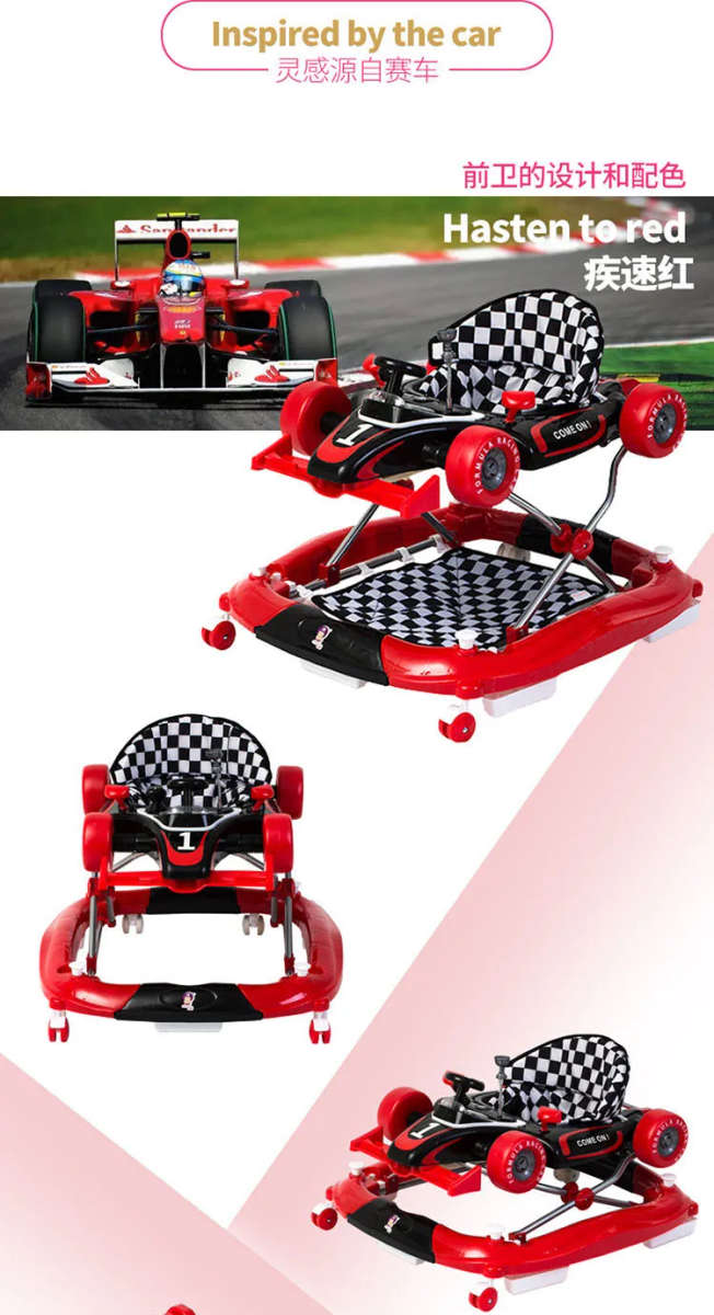 2 in 1 Baby Walker Multifunctional Infant Toddler Walk Learining Anti Rollover Folding Safety Seat