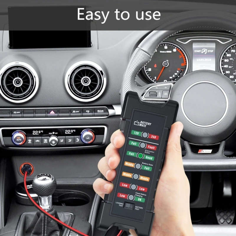 Car Battery Tester 12/24V for Auto Storage Battery Tester LED Lights Display Car Diagnostic Tool