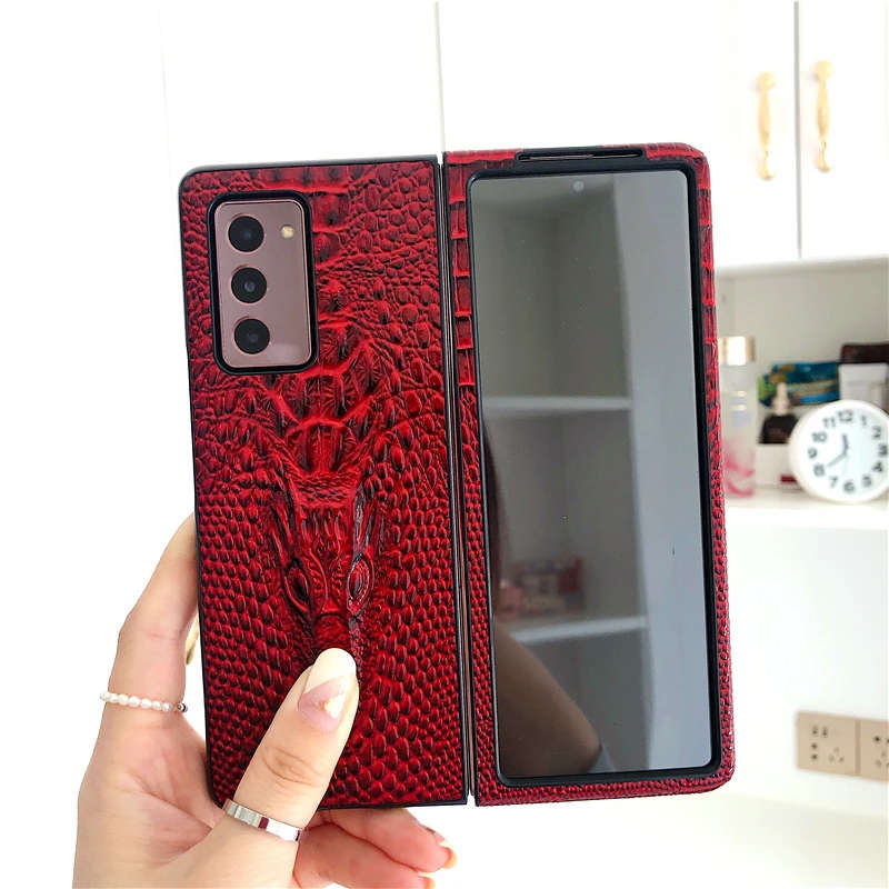 For Galaxy Z Fold 2 Case for Galaxy Z Fold2 5G front and back covered with Luxury leather
