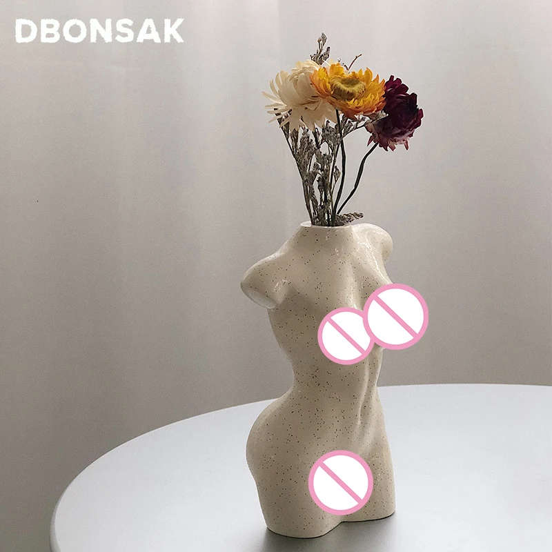 Body Art Design Flower Vase Nude Female Sculpture Flower Vase Creative Hobby Vase Planting
