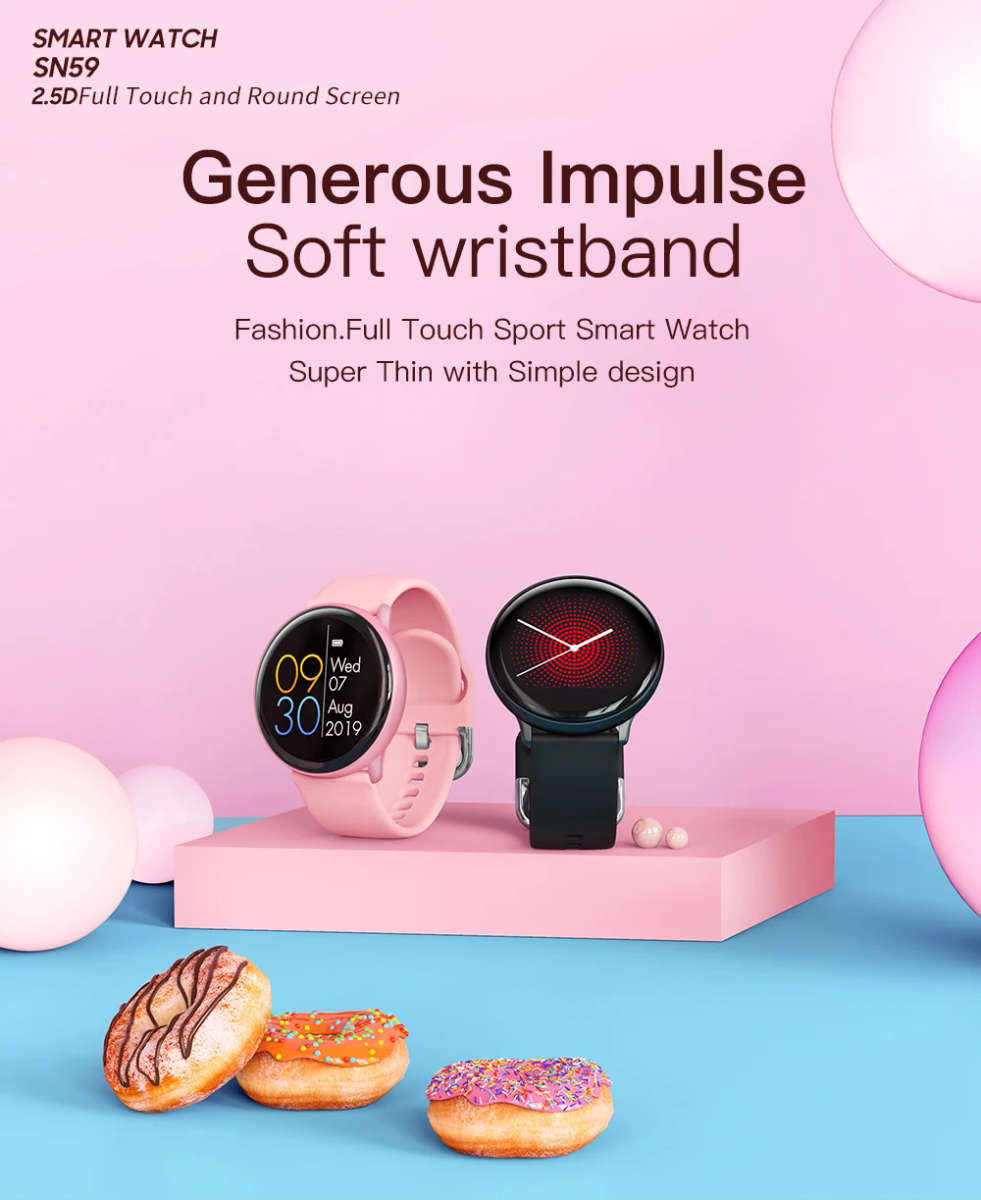SN59 Smart Watch| IP68 Waterproof Fitness Activity Tracker Heart Rate Monitor Bluetooth Brim Sport