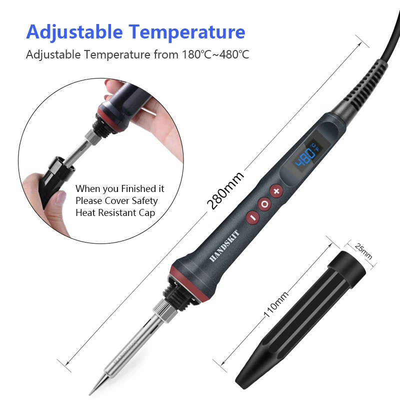 110V/220V 90W LED Digital Soldering Iron Adjustable Temperature With 5 Soldering Tips Weld