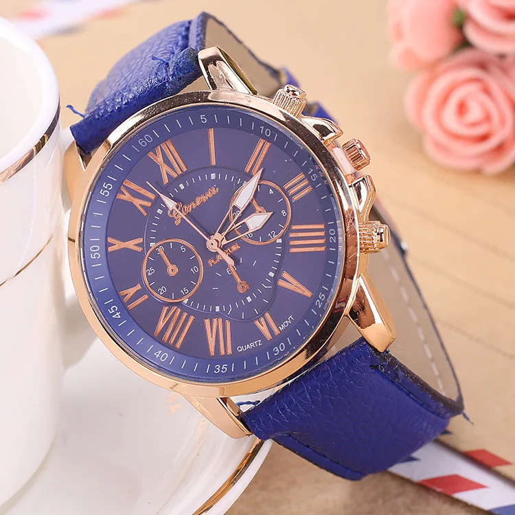 Casual Women`s watch Geneva quartz Watch - Deep Blue