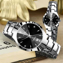 2 Watches Montre Luxury Stainless Steel Couples Quartz Watch