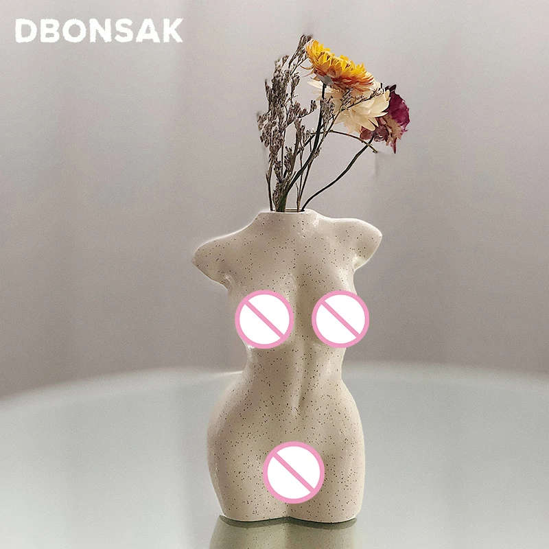 Body Art Design Flower Vase Nude Female Sculpture Flower Vase Creative Hobby Vase Planting