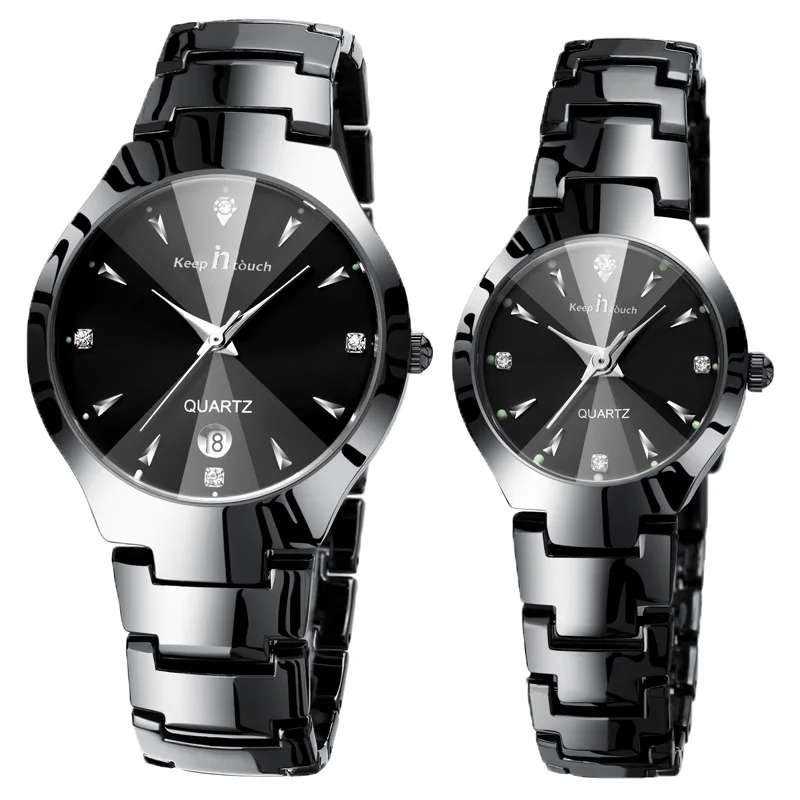 2 Watches Montre Luxury Stainless Steel Couples Quartz Watch